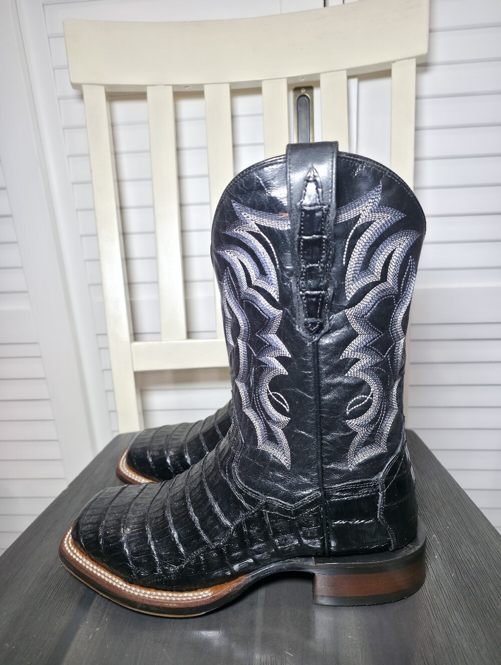 Dan Post Kingsly Caiman Western Boots Square Toe DP4805 Men's Size 8 D